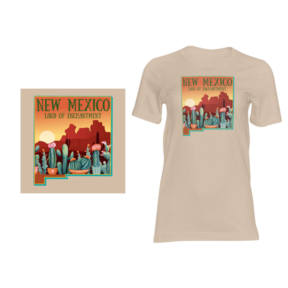 New Mexico Cactus View - Short sleeved cotton t-shirt