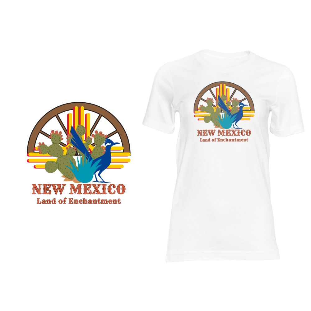 New Mexico Wagon Wheel - Short sleeved cotton t-shirt