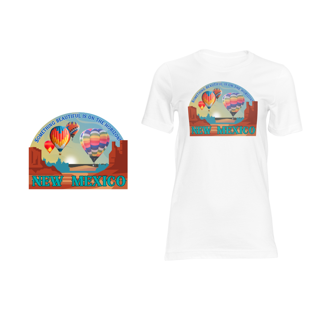 New Mexico Balloons on Horizon - Short sleeved cotton t-shirt