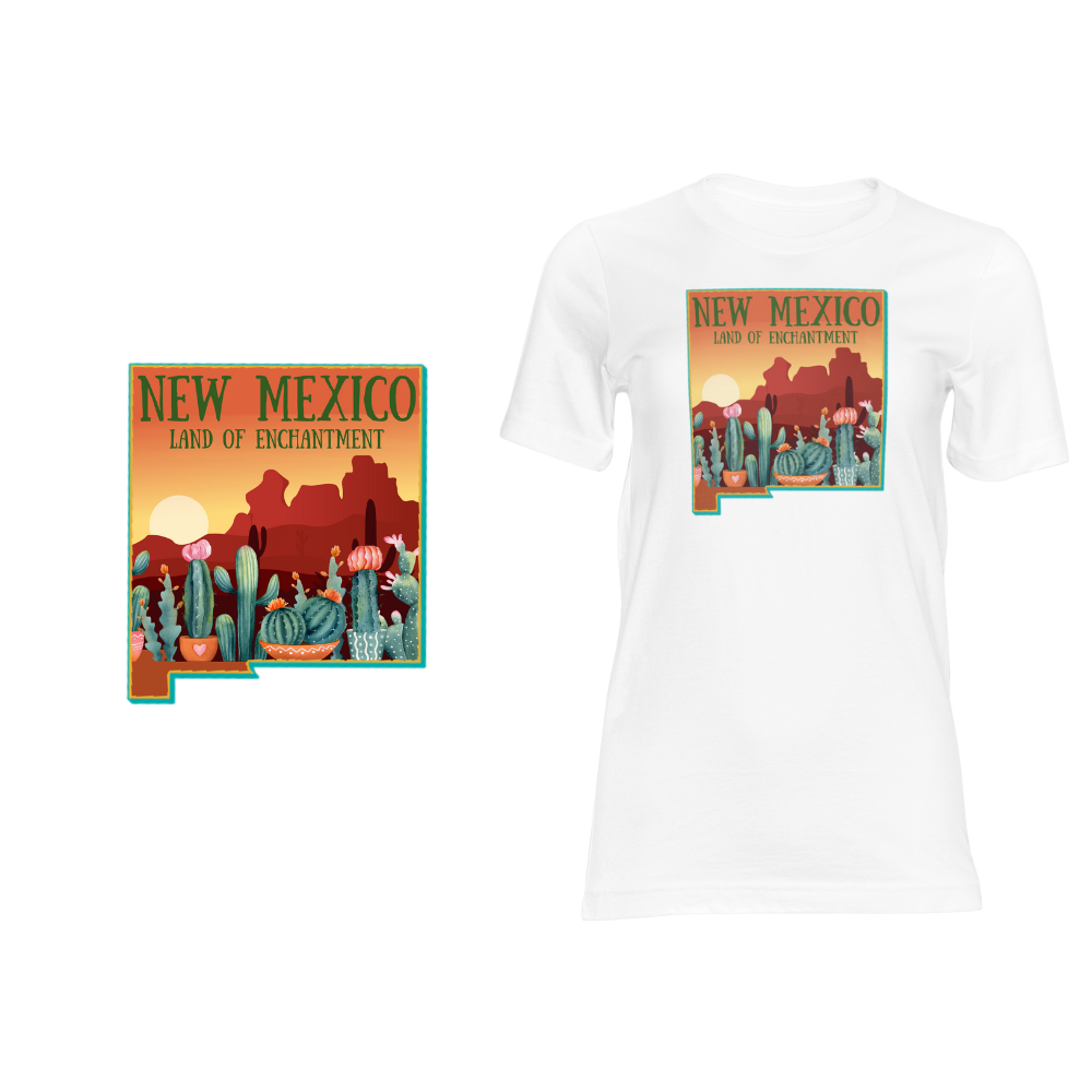 New Mexico Cactus View - Short sleeved cotton t-shirt